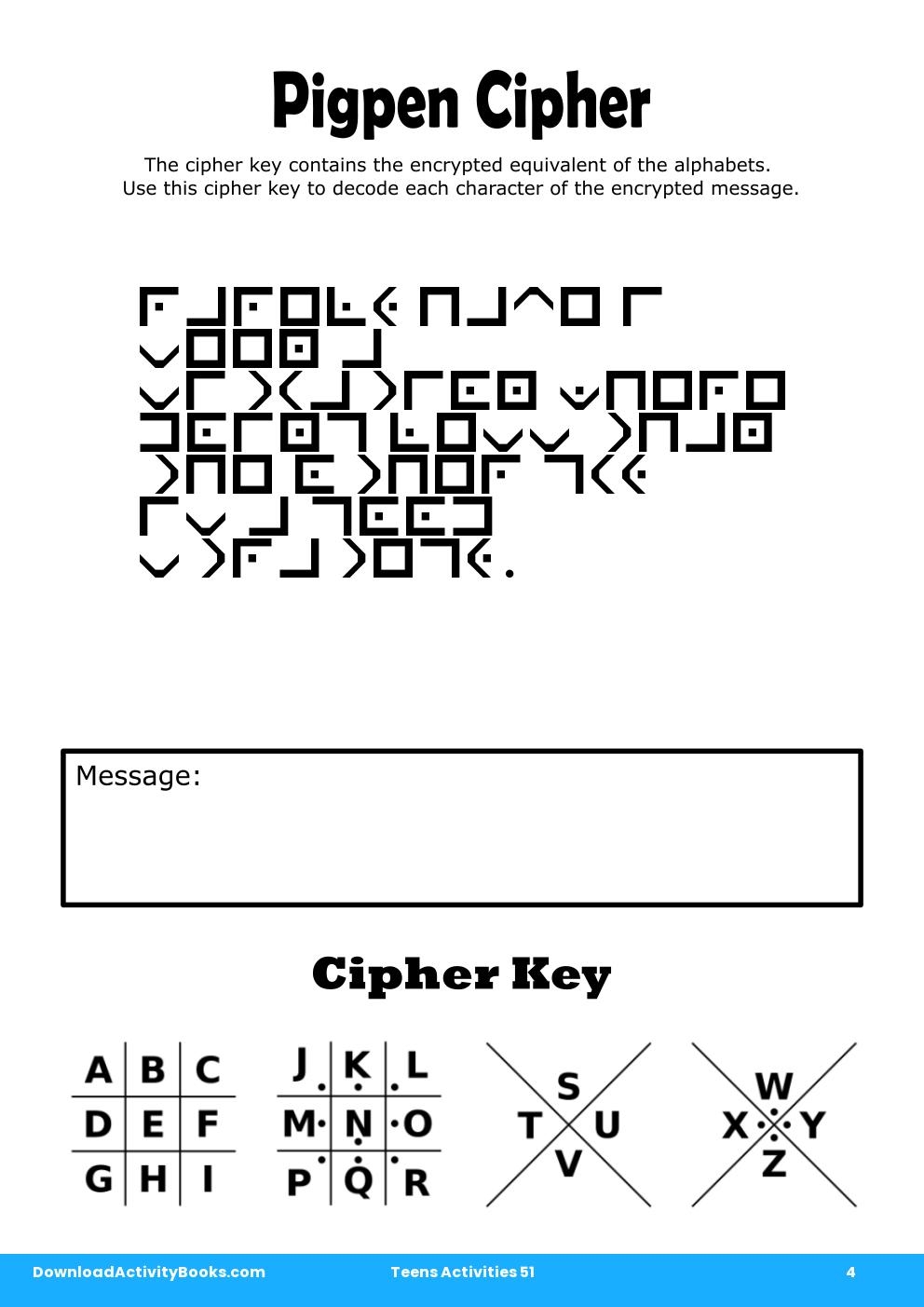Pigpen Cipher in Teens Activities 51