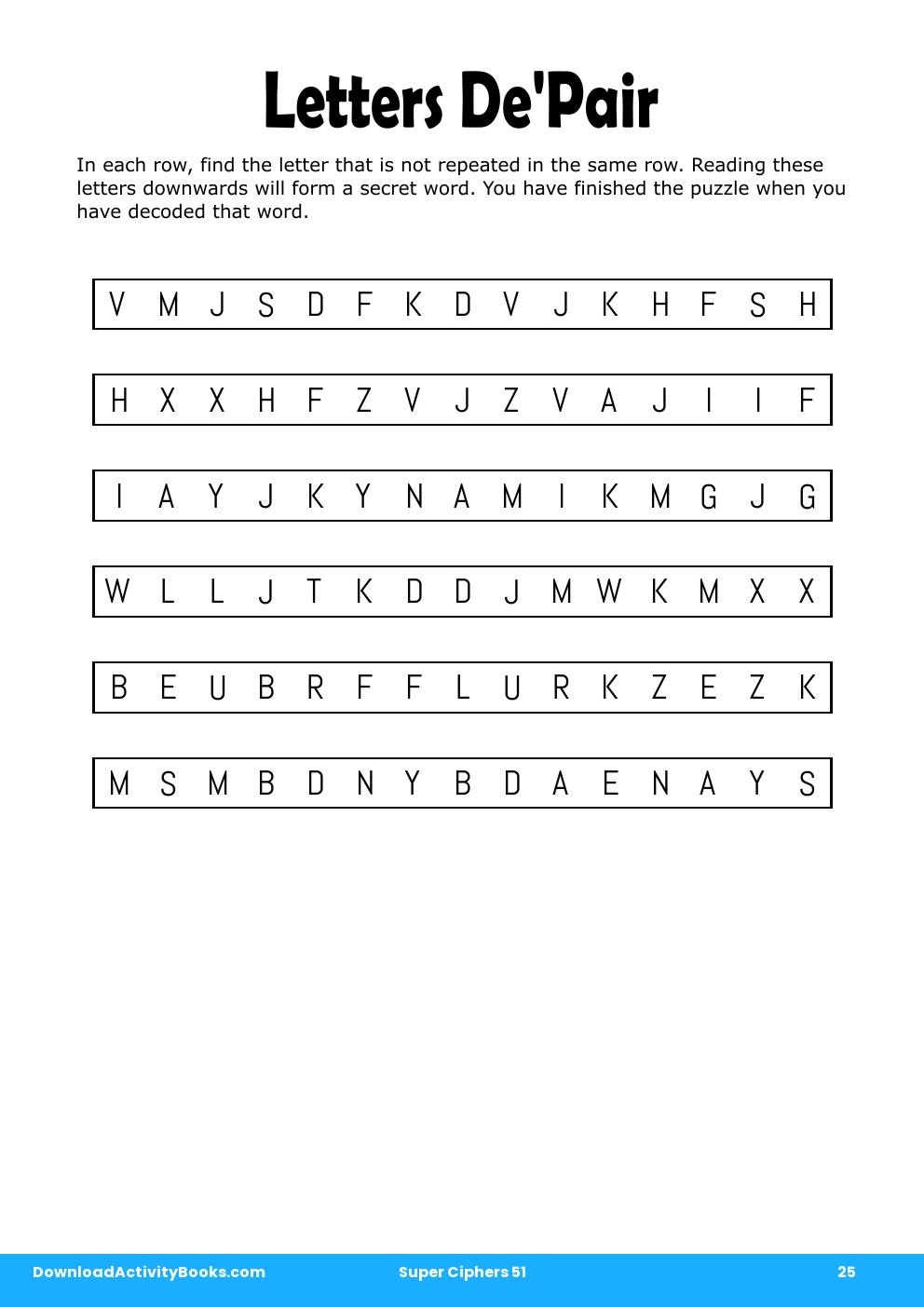 Letters De'Pair in Super Ciphers 51