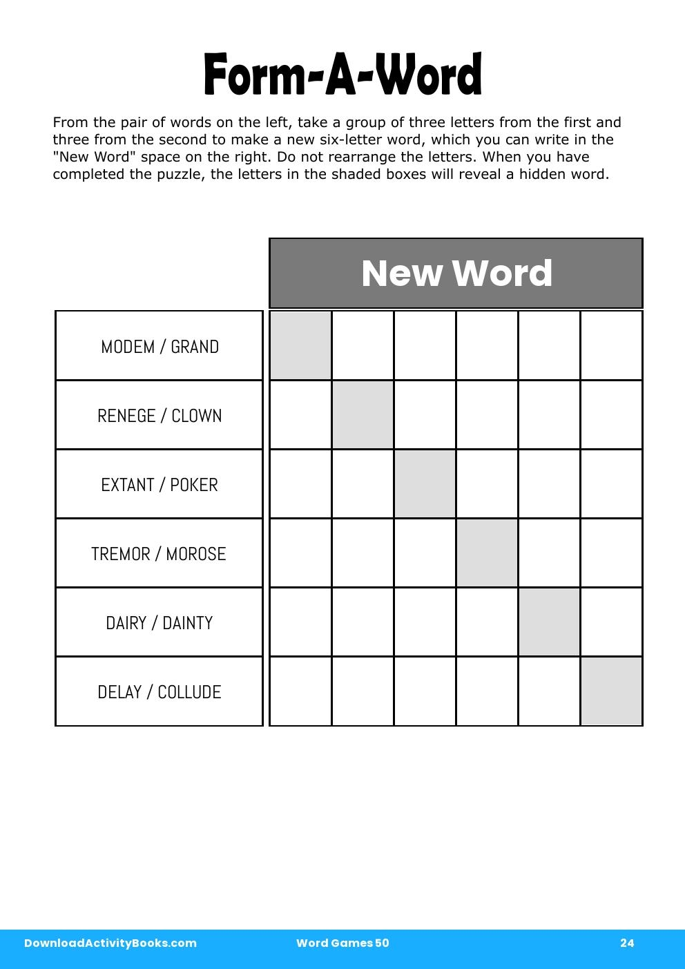 Form-A-Word in Word Games 50