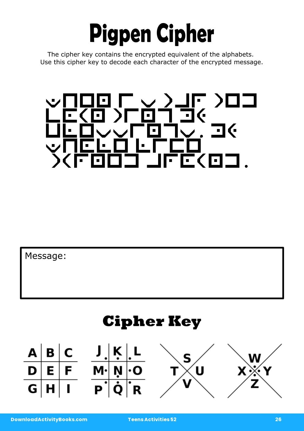 Pigpen Cipher in Teens Activities 52