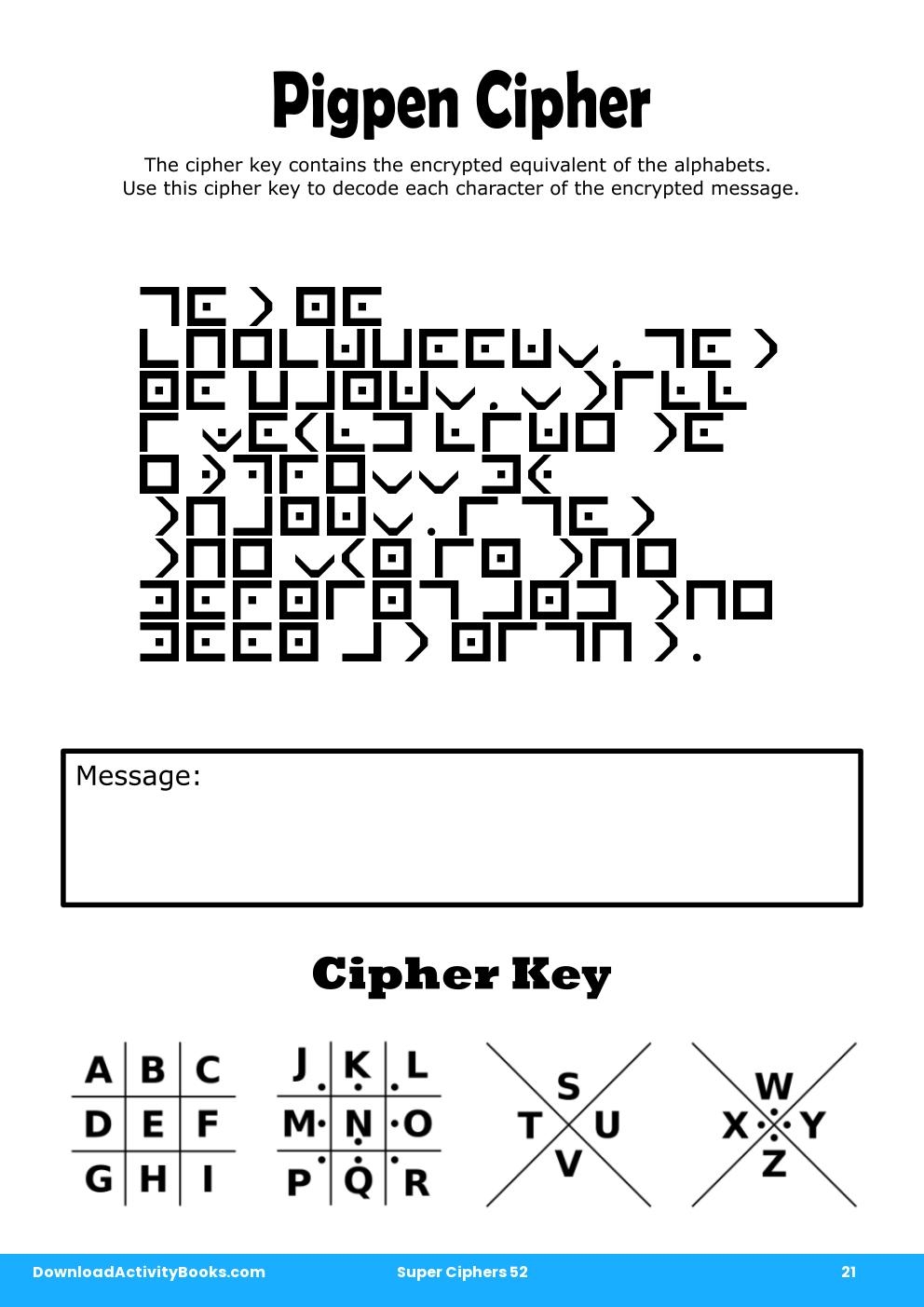 Pigpen Cipher in Super Ciphers 52