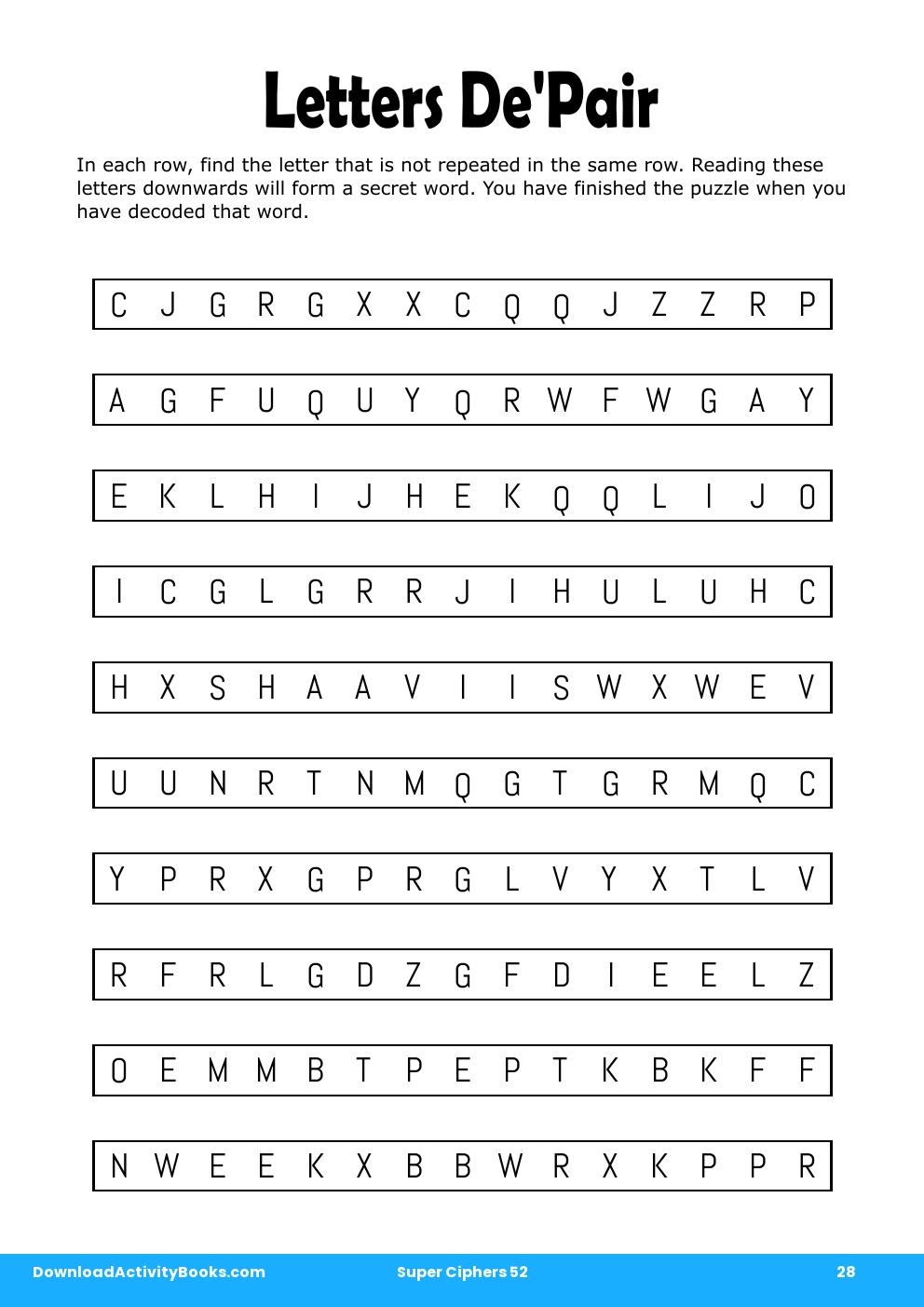Letters De'Pair in Super Ciphers 52