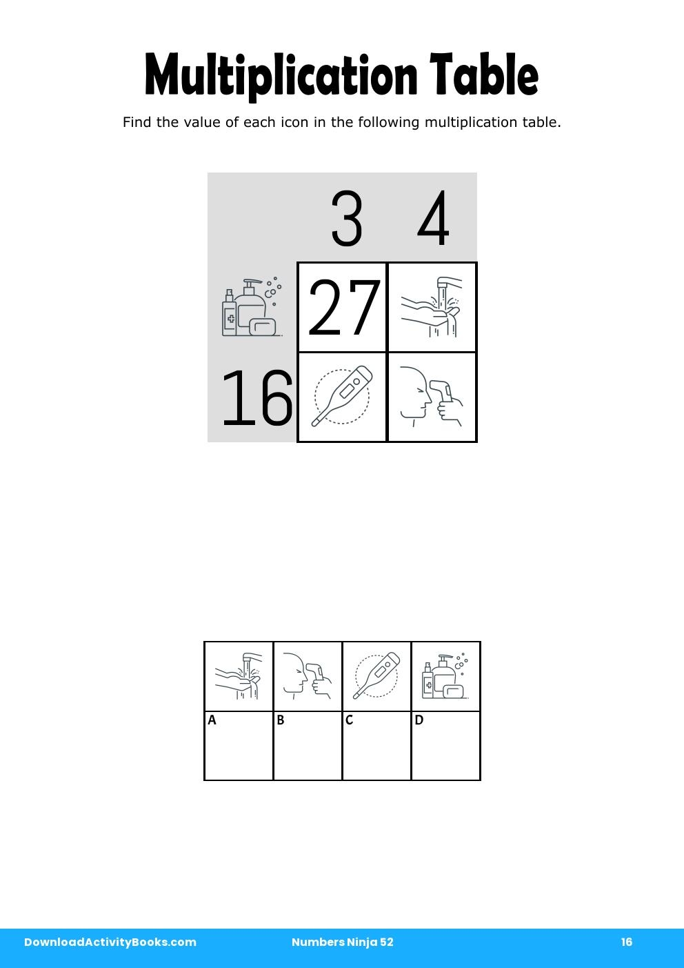 Multiplication Table in Numbers Ninja 52