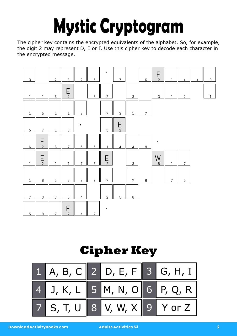 Mystic Cryptogram in Adults Activities 53