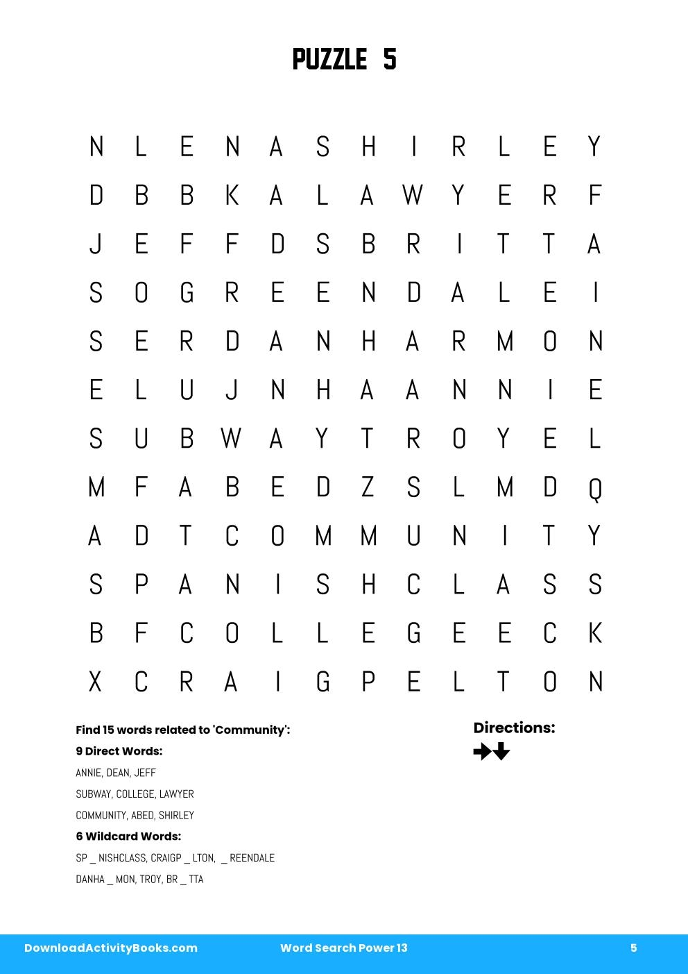 Word Search - Words That Start with B - Five Words