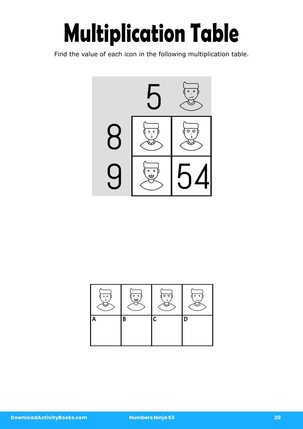 Multiplication Table in Numbers Ninja 53