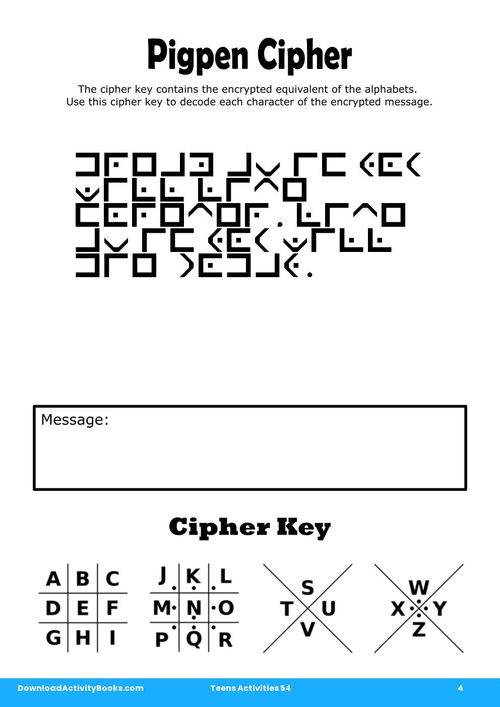 Pigpen Cipher in Teens Activities 54