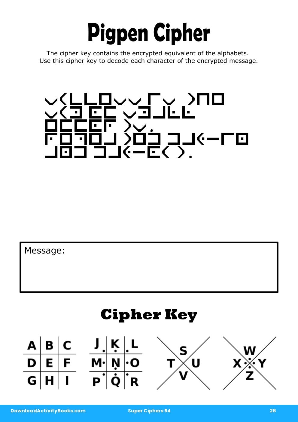 Pigpen Cipher in Super Ciphers 54