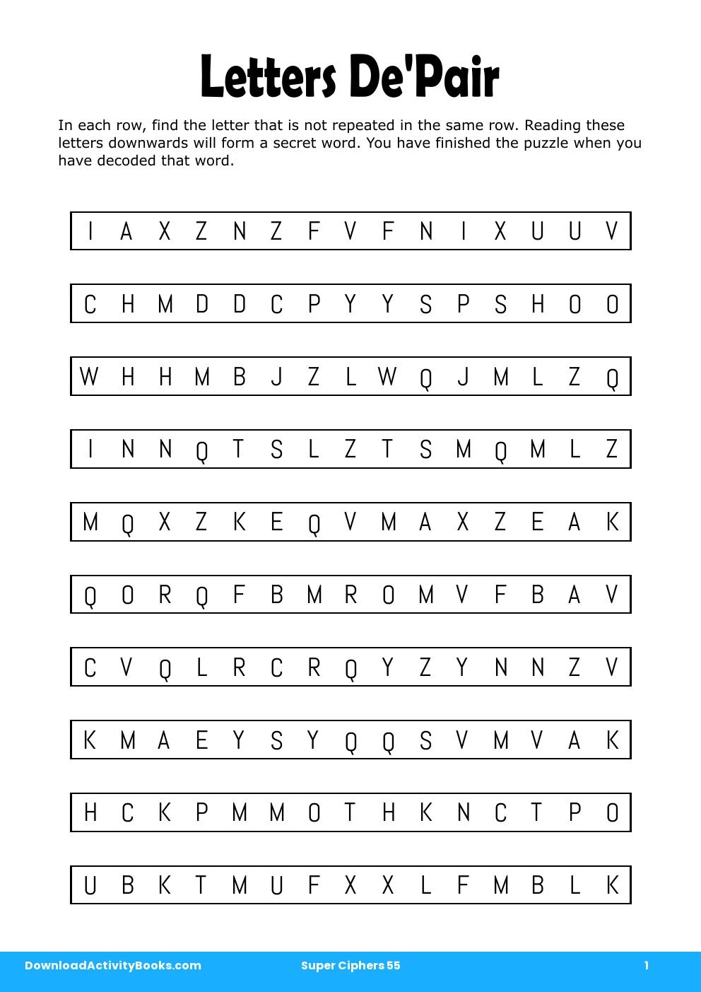 Letters De'Pair in Super Ciphers 55