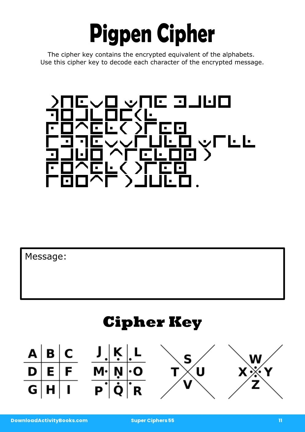 Pigpen Cipher in Super Ciphers 55