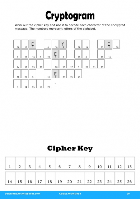 Cryptogram in Adults Activities 8