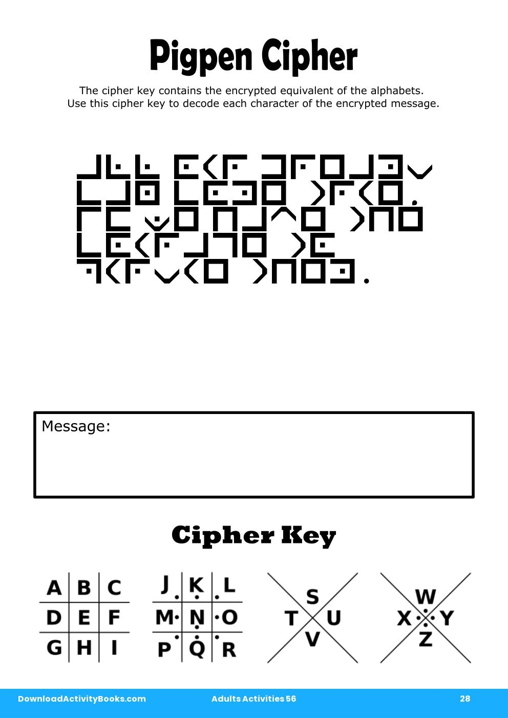 Pigpen Cipher in Adults Activities 56