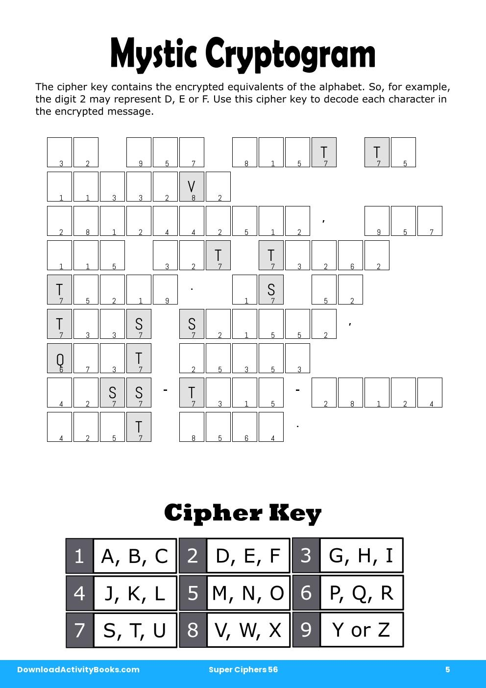 Mystic Cryptogram in Super Ciphers 56