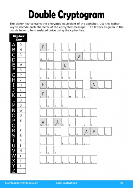 Double Cryptogram in Adults Activities 8