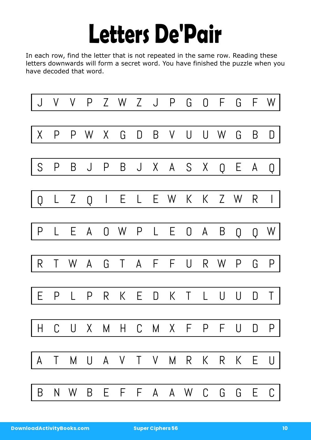 Letters De'Pair in Super Ciphers 56