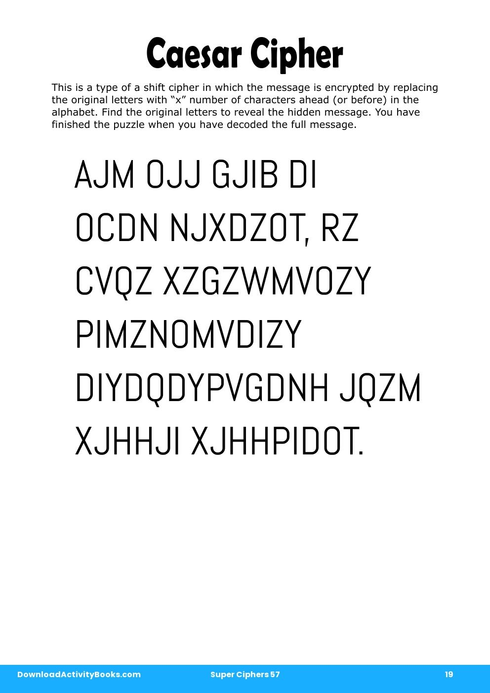 Caesar Cipher in Super Ciphers 57