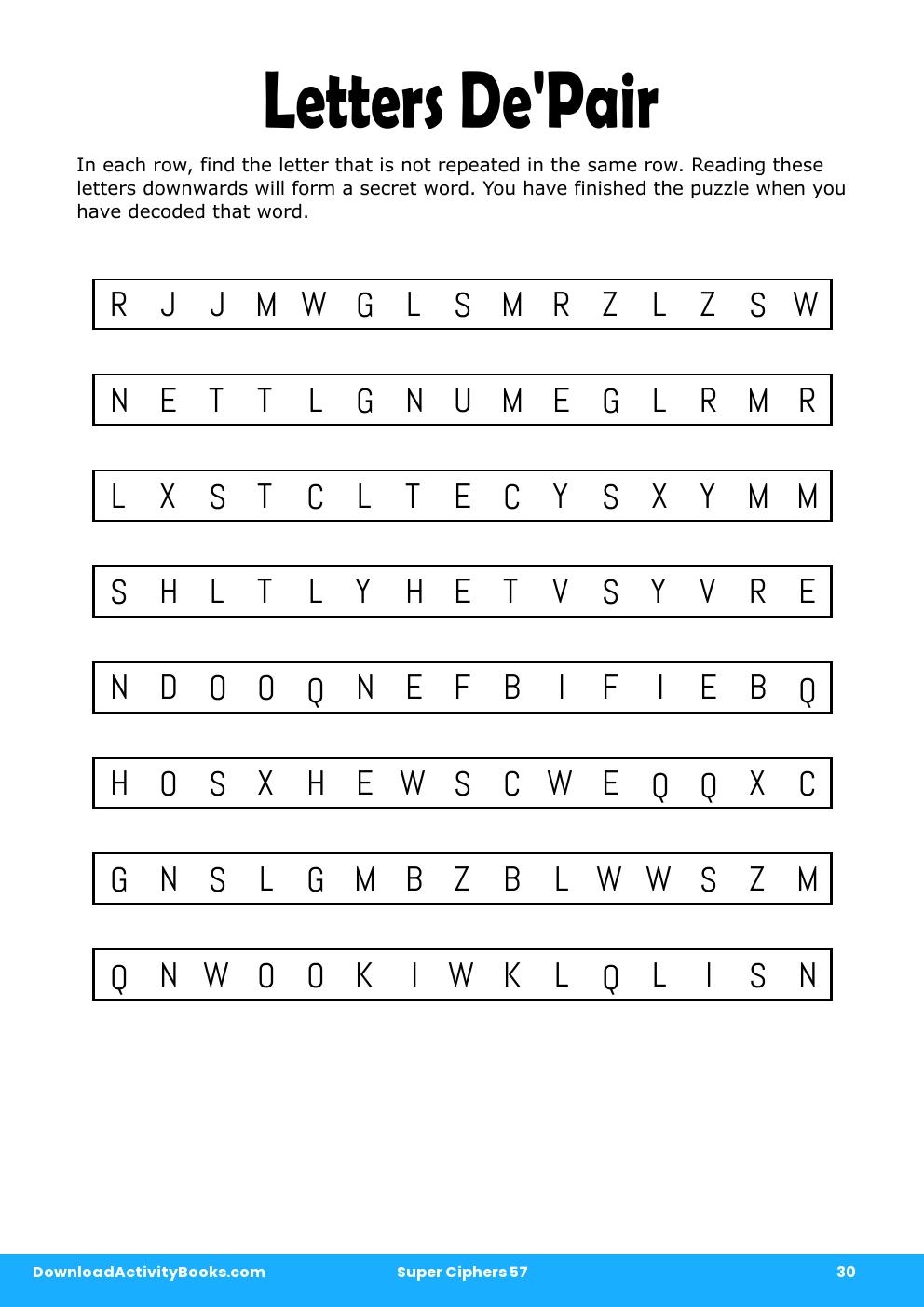 Letters De'Pair in Super Ciphers 57
