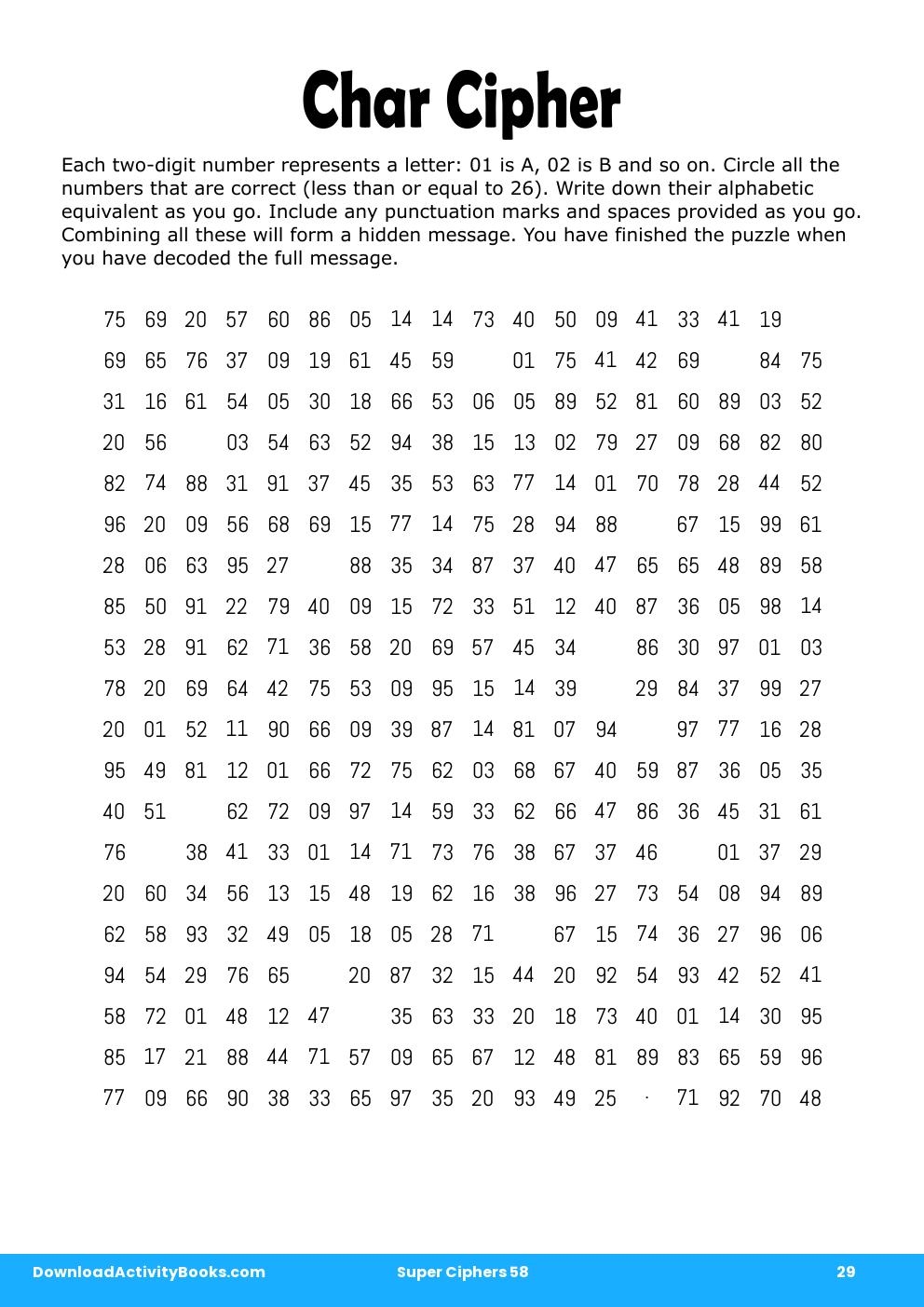 Char Cipher in Super Ciphers 58