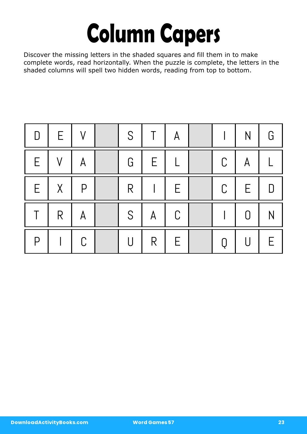 Column Capers in Word Games 57