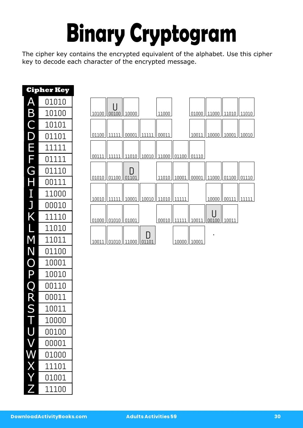 Binary Cryptogram in Adults Activities 59