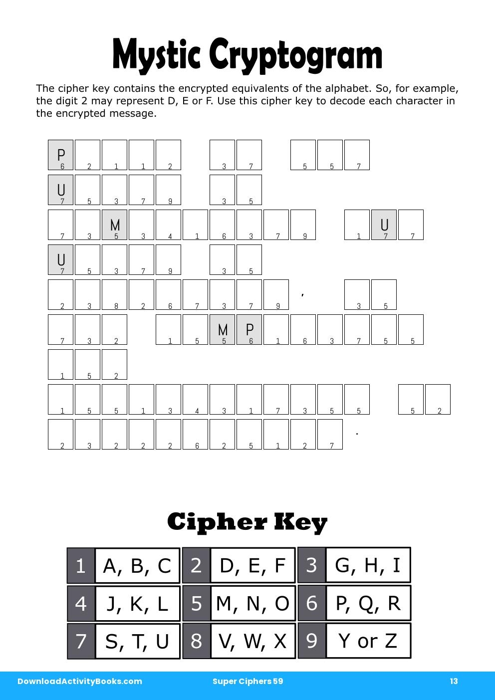 Mystic Cryptogram in Super Ciphers 59