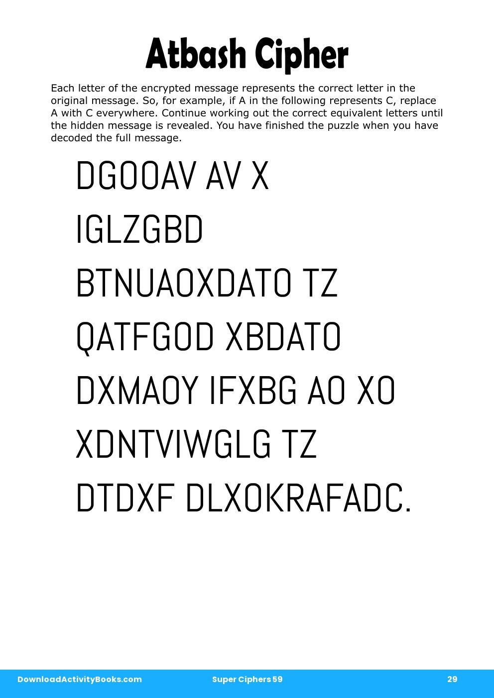 Atbash Cipher in Super Ciphers 59