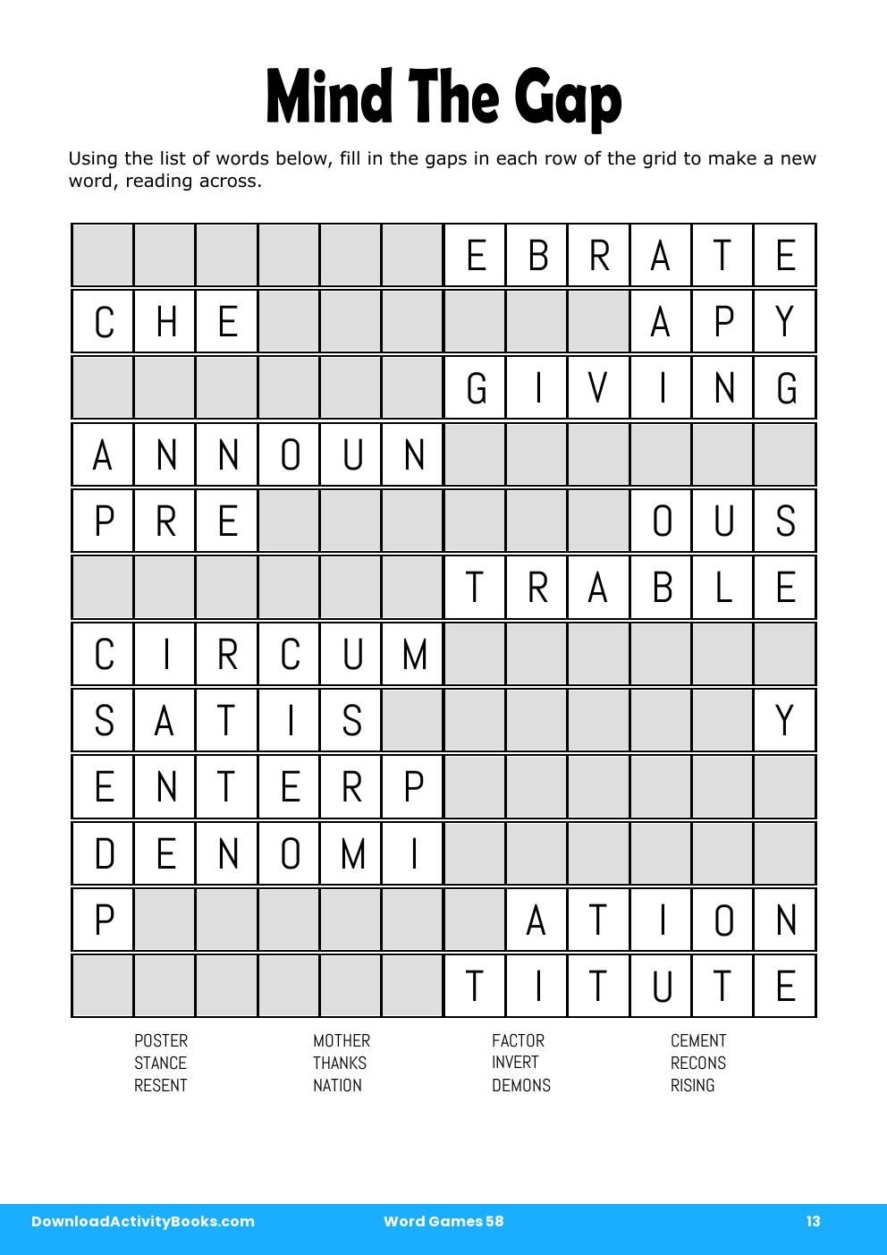 Mind The Gap in Word Games 58