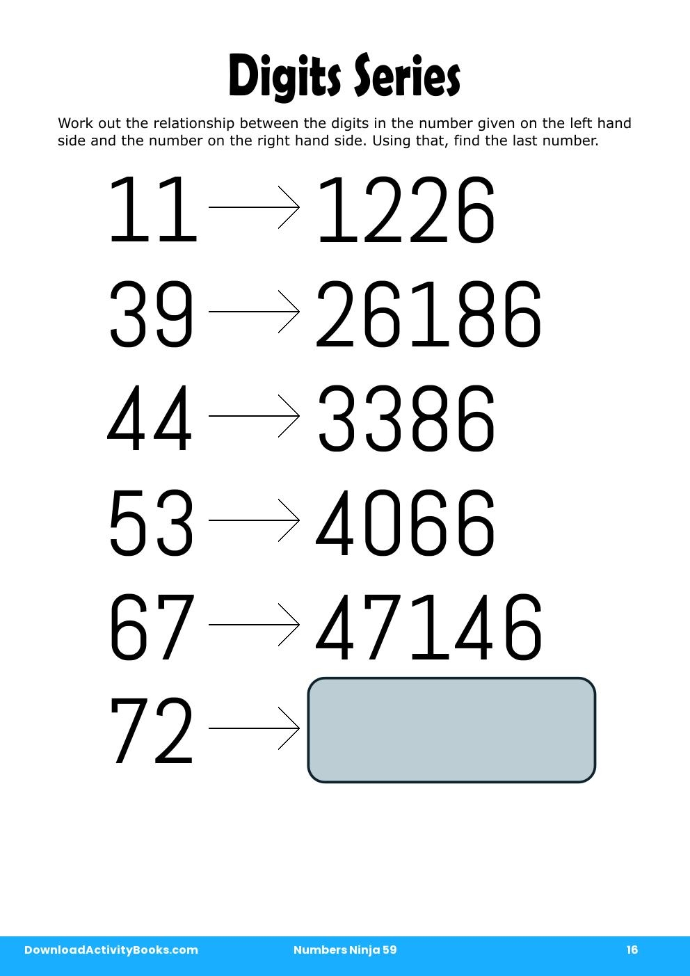 Digits Series in Numbers Ninja 59