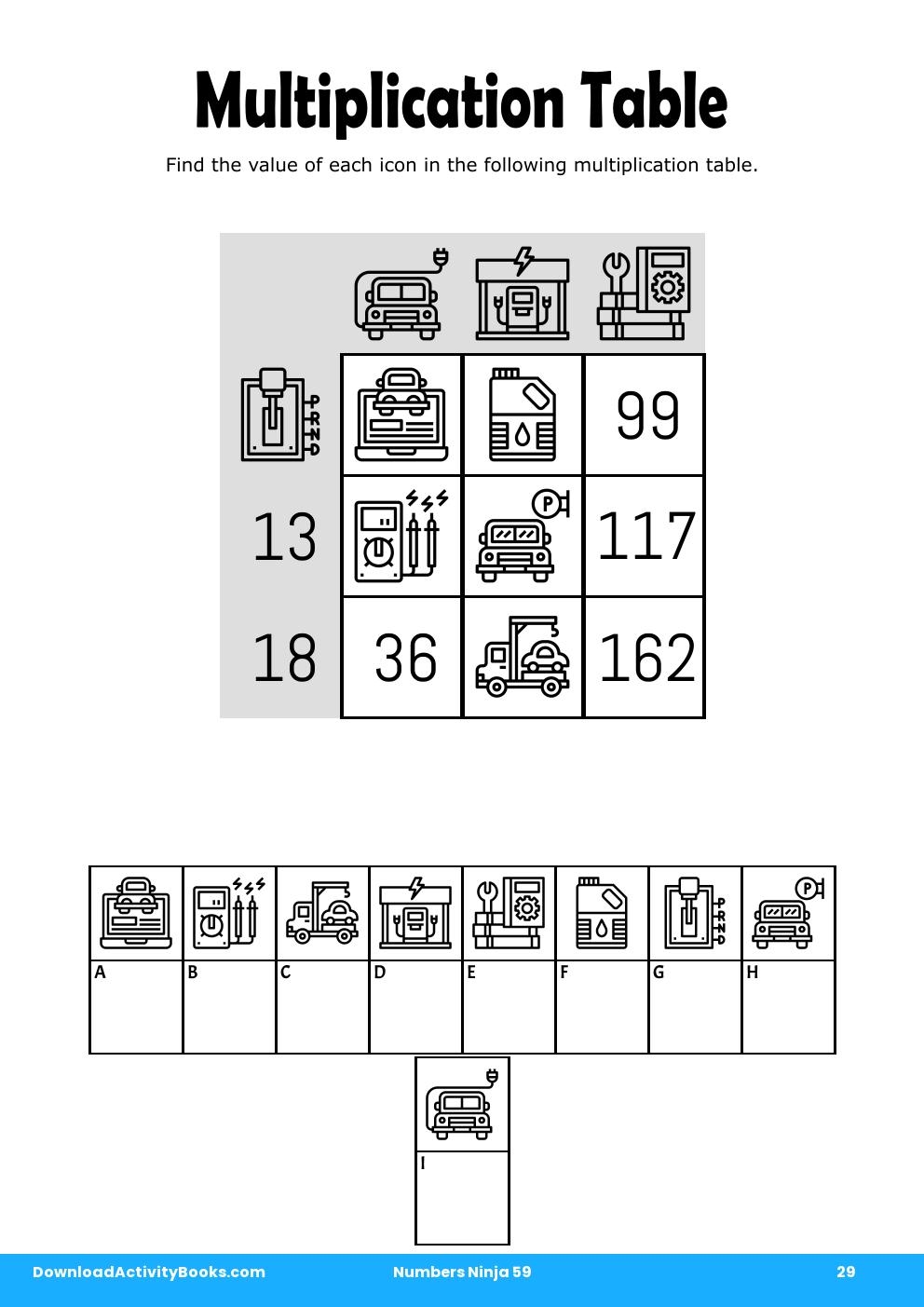 Multiplication Table in Numbers Ninja 59