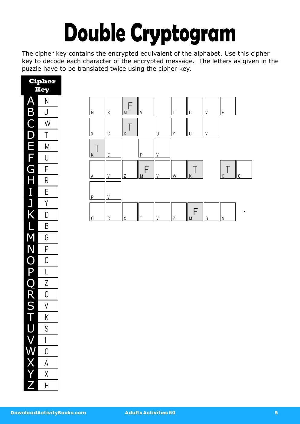 Double Cryptogram in Adults Activities 60