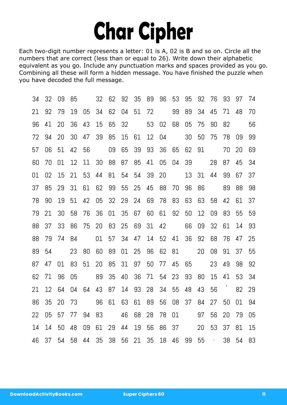 Char Cipher in Super Ciphers 60