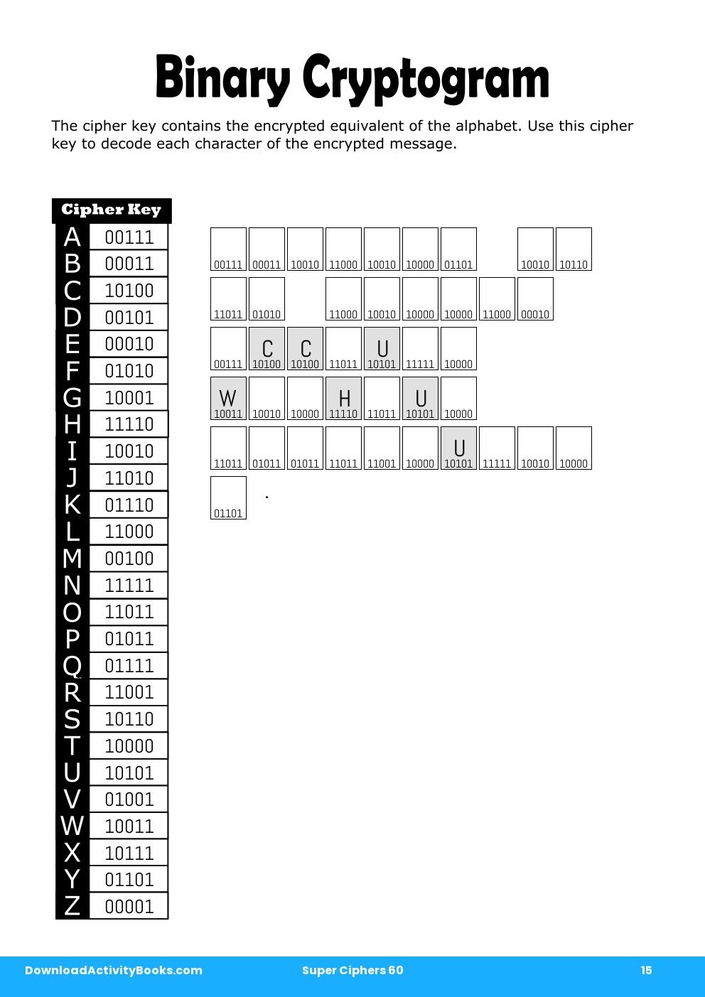 Binary Cryptogram in Super Ciphers 60