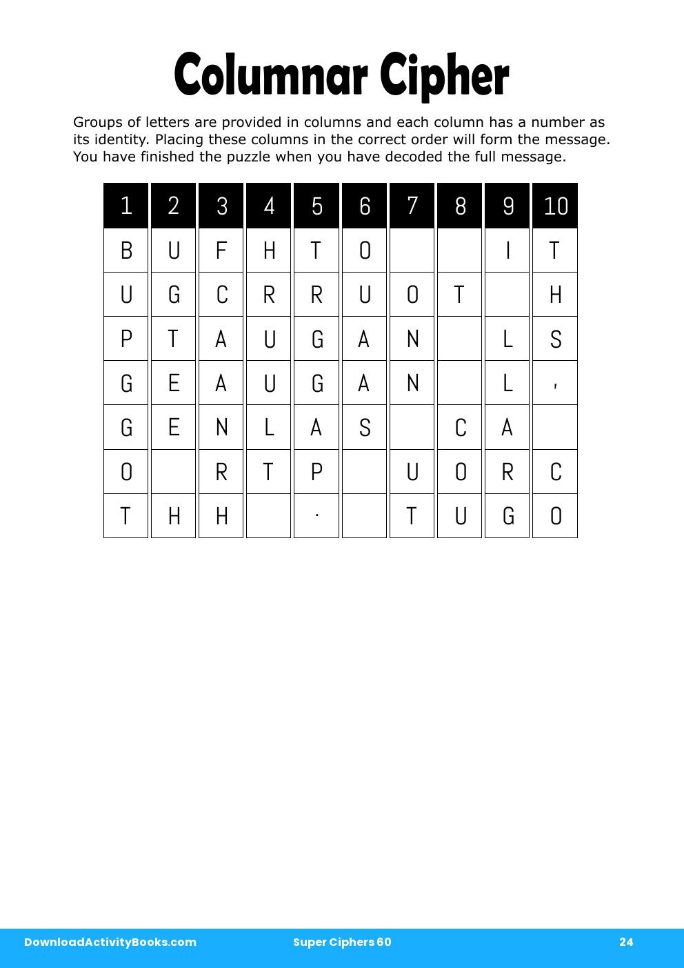Columnar Cipher in Super Ciphers 60