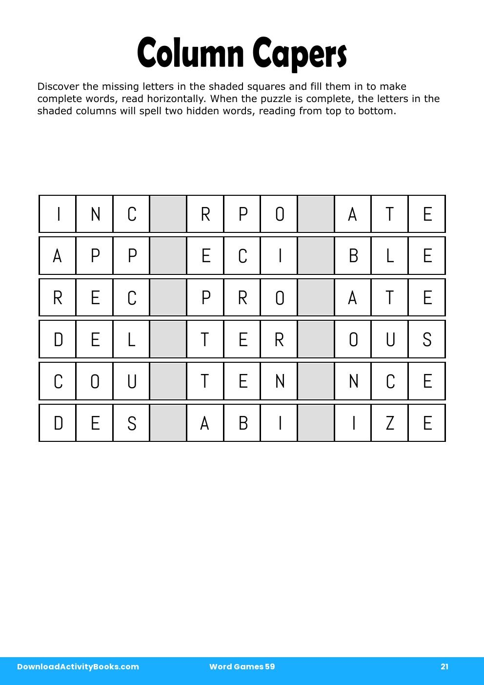 Column Capers in Word Games 59