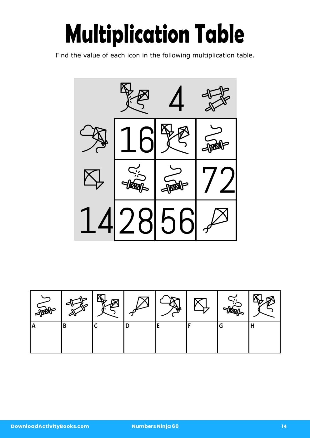 Multiplication Table in Numbers Ninja 60