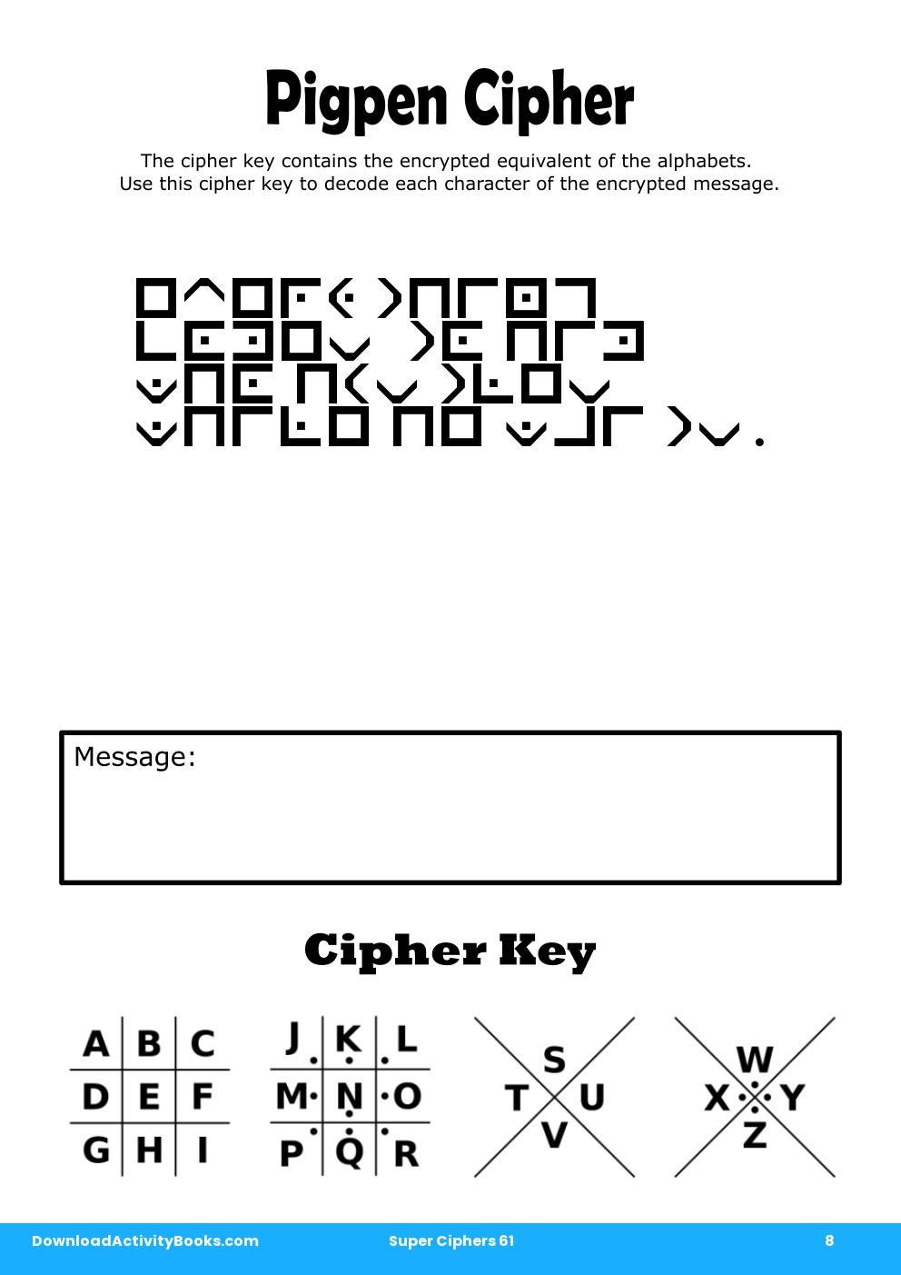 Pigpen Cipher in Super Ciphers 61