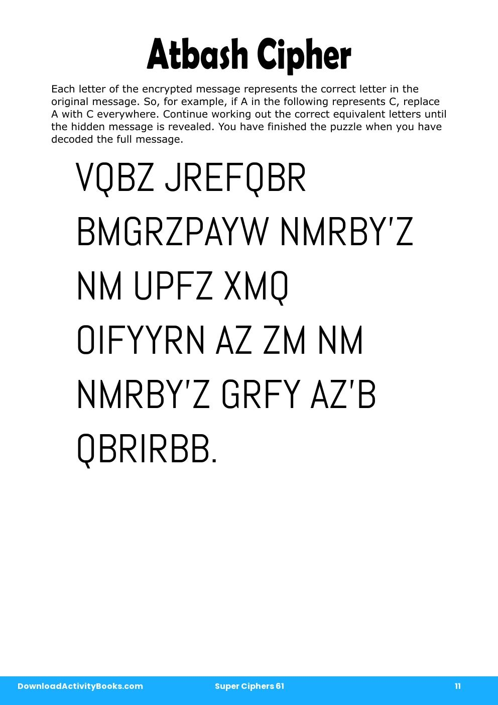 Atbash Cipher in Super Ciphers 61