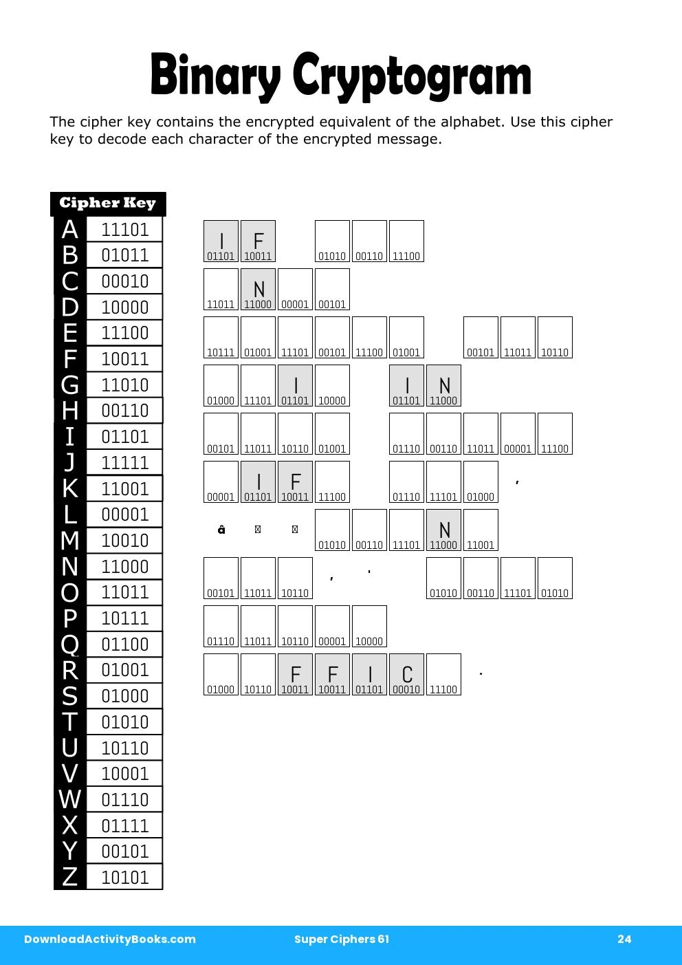 Binary Cryptogram in Super Ciphers 61