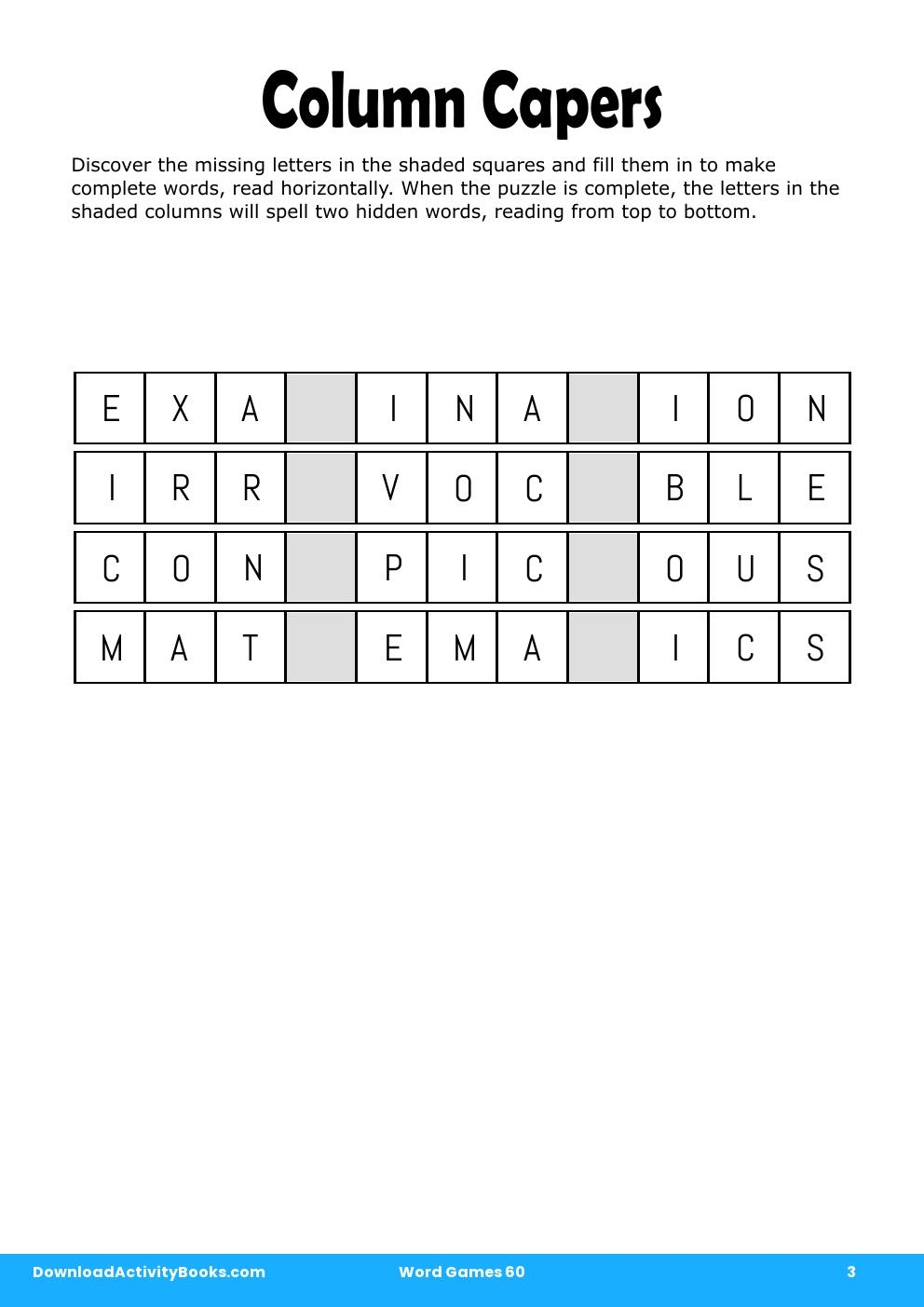 Column Capers in Word Games 60