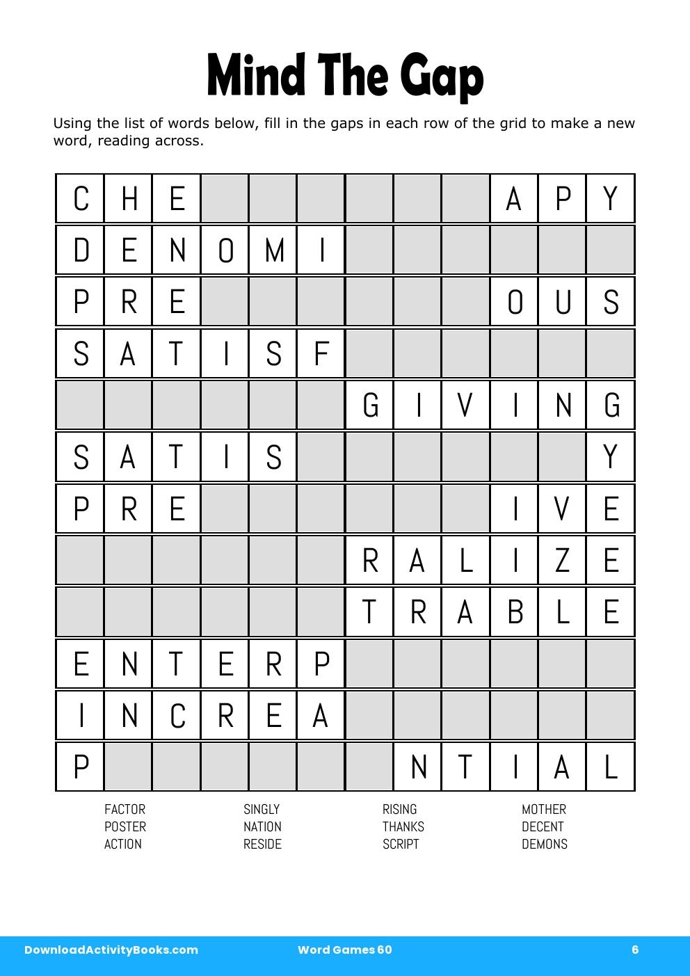 Mind The Gap in Word Games 60
