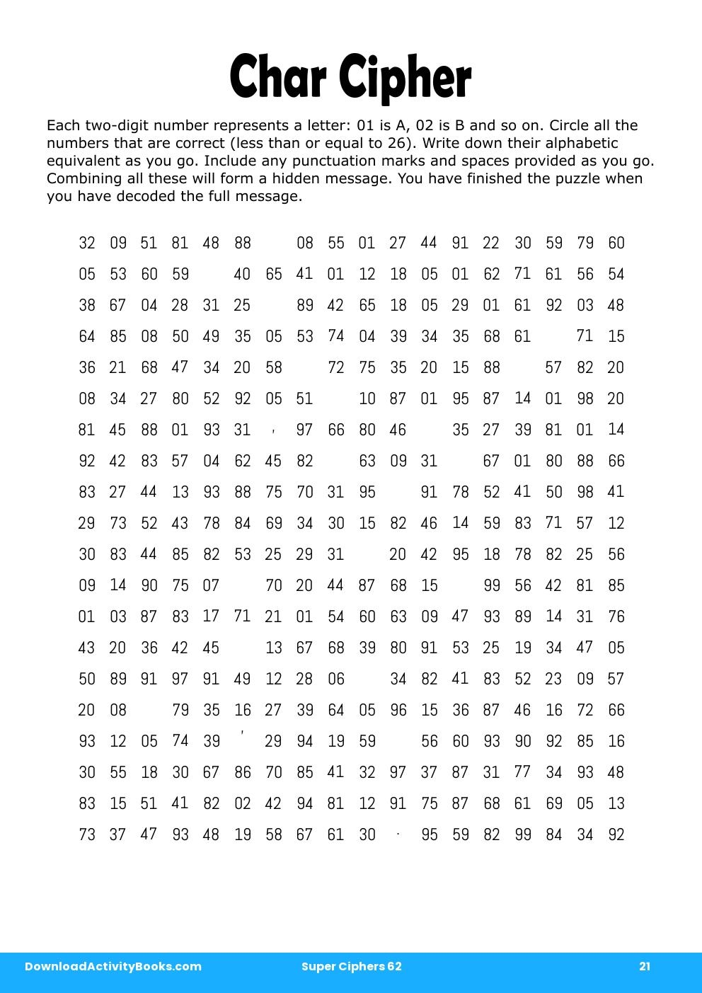 Char Cipher in Super Ciphers 62