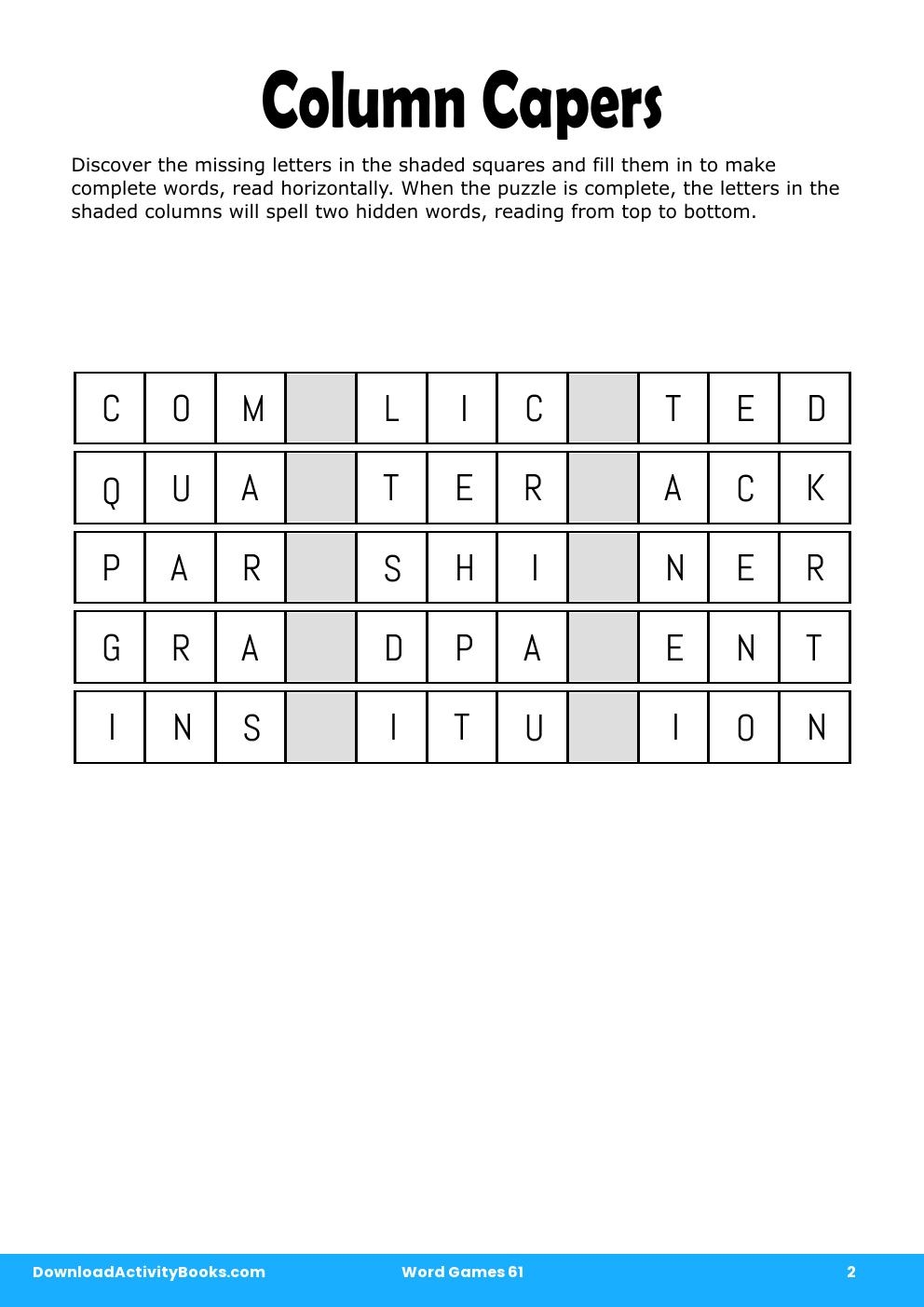 Column Capers in Word Games 61