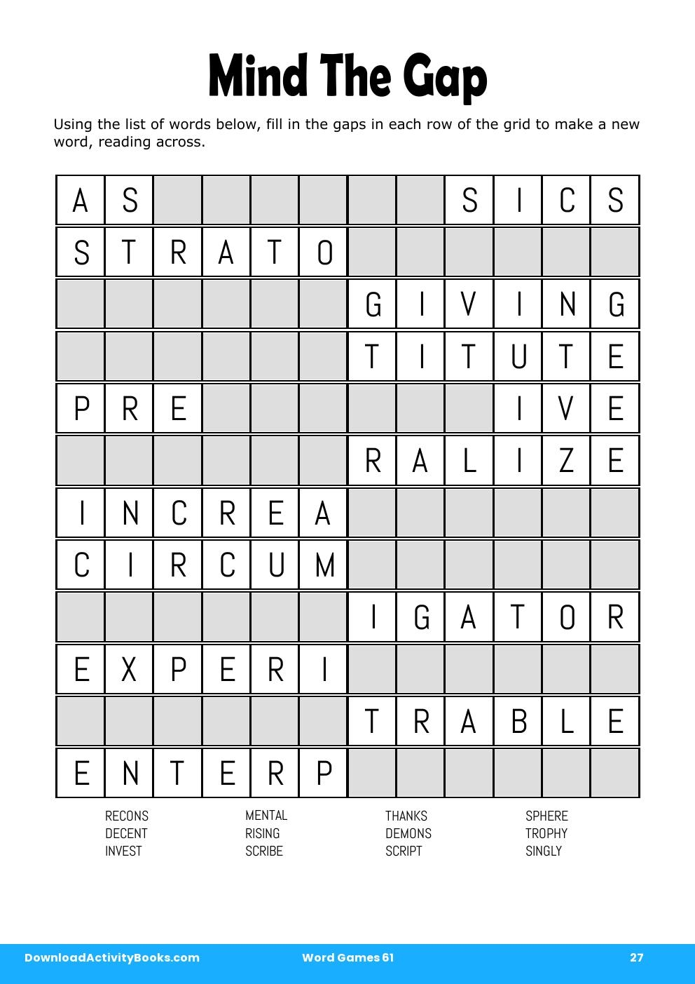 Mind The Gap in Word Games 61