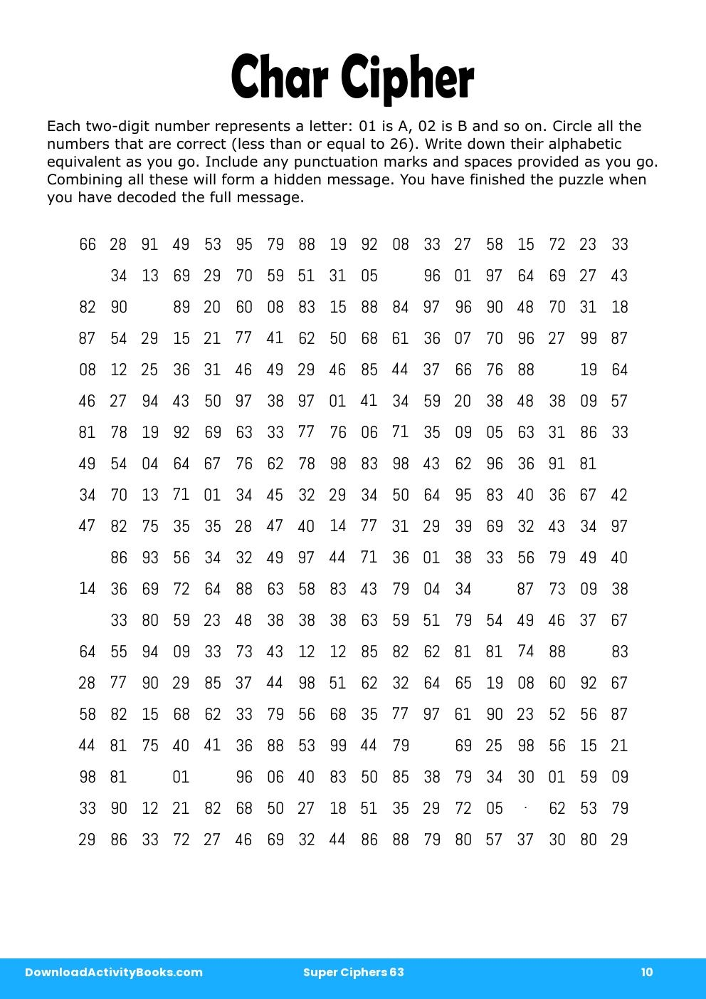 Char Cipher in Super Ciphers 63