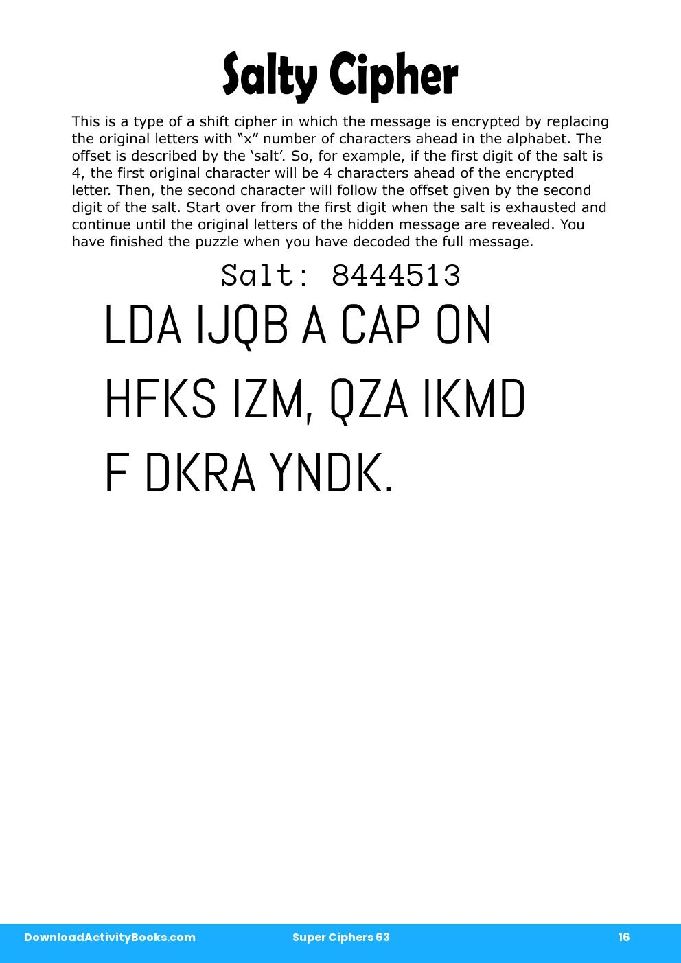Salty Cipher in Super Ciphers 63