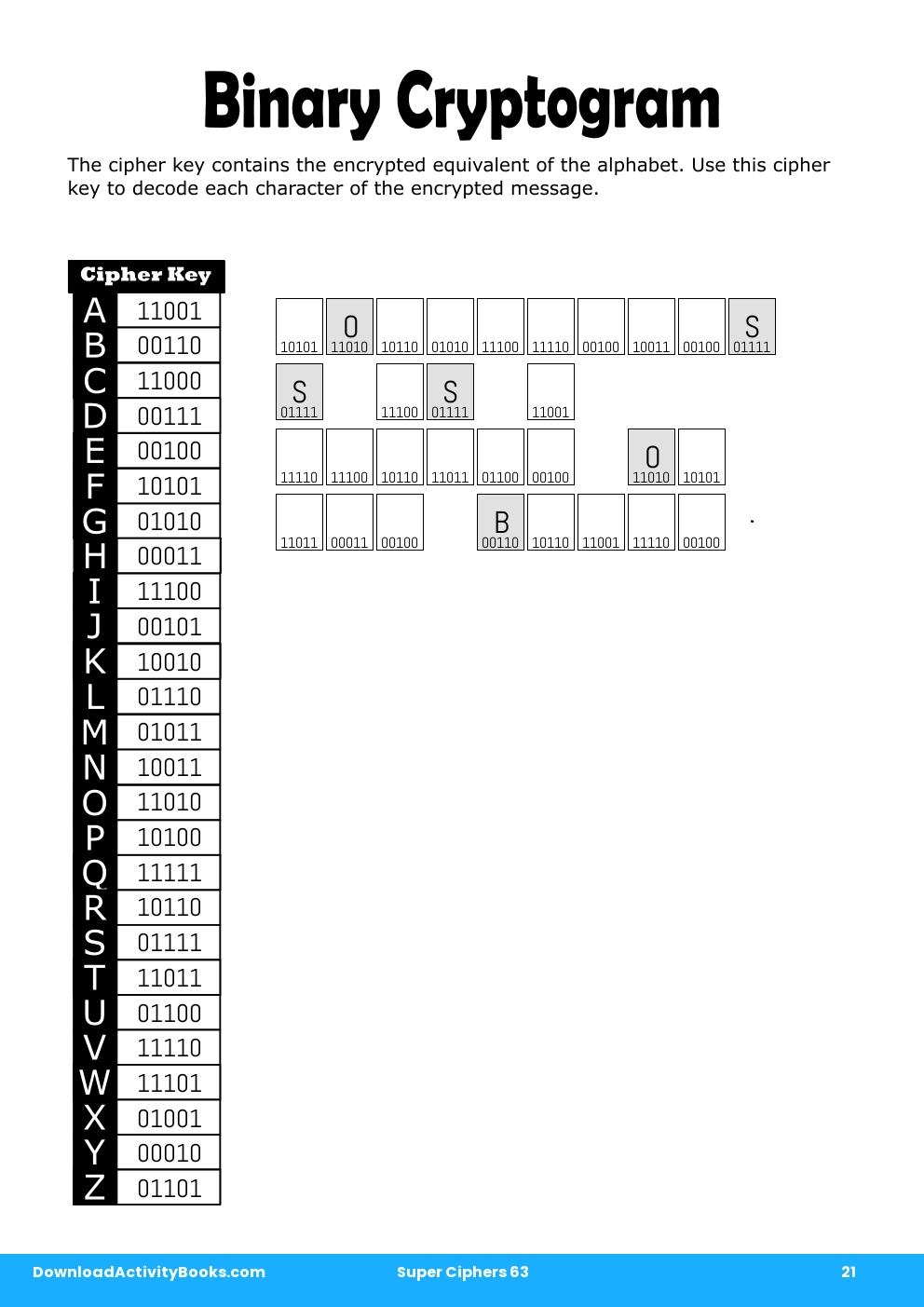 Binary Cryptogram in Super Ciphers 63