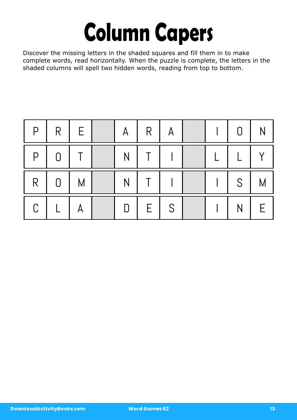 Column Capers in Word Games 62