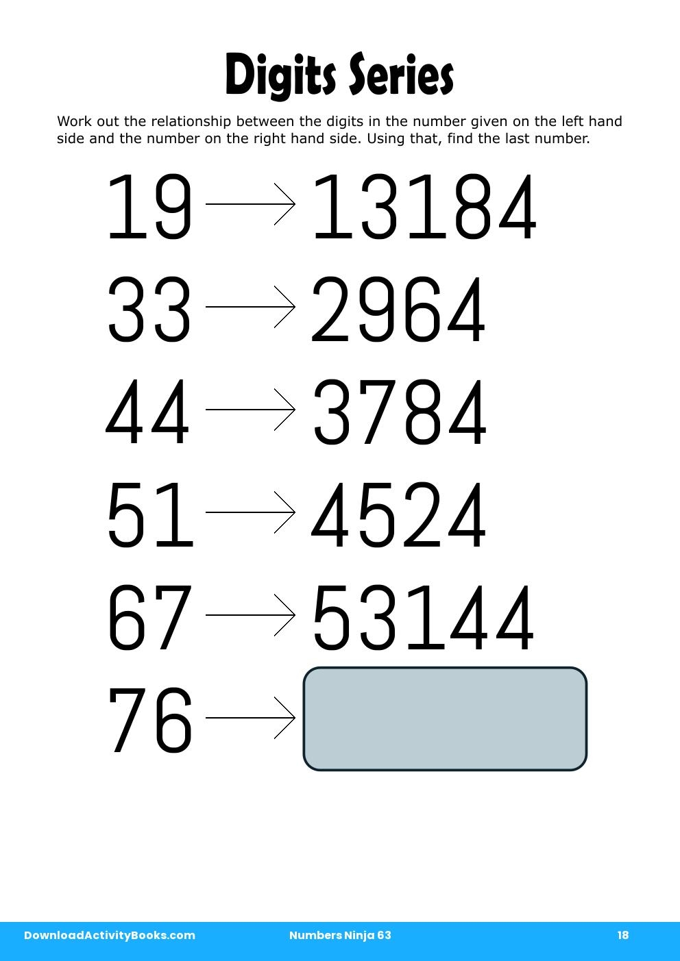 Digits Series in Numbers Ninja 63