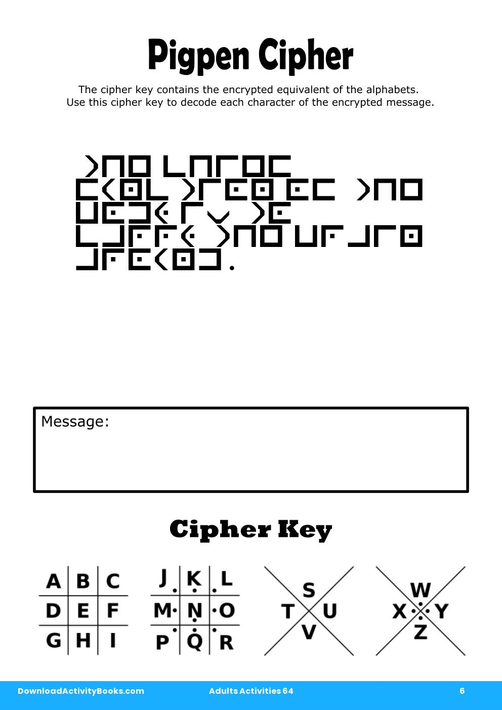 Pigpen Cipher in Adults Activities 64