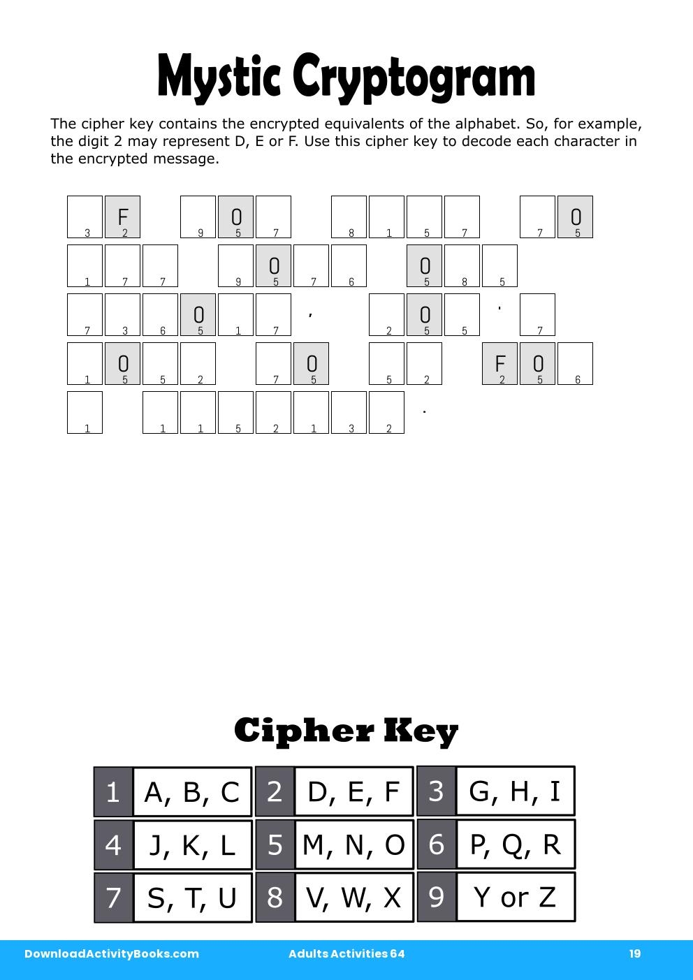 Mystic Cryptogram in Adults Activities 64